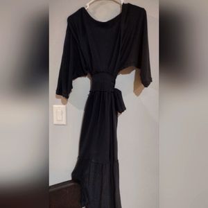 Free People FP Beach Garcia Hemp Midi Dress In Black Size XS